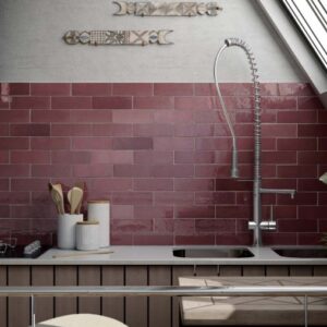 TIS BRICK BURGUNDY 6.5cm x 20cm CERAMIC WALL TILE