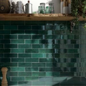 TIS BRICK MOSS GREEN 6.5cm x 20cm CERAMIC WALL TILE