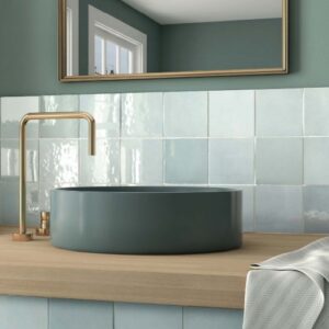 TIS SQUARE ROSE AQUA 13.2cm x 13.2cm CERAMIC WALL TILE