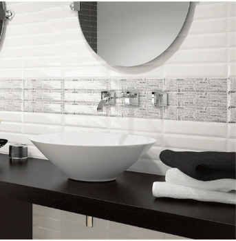 METRO BRICK GLOSS WHITE 10cm x 30cm CERAMIC WALL TILE