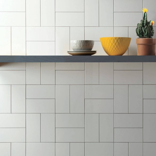 FLAT MATT WHITE 10cm x 20cm CERAMIC WALL TILE
