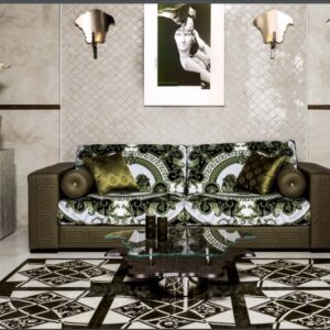 VERSACE O INTARSIO ONICE NERO/BIANCO 80cm x 80cm  PORCELAIN WALL & FLOOR TILE
